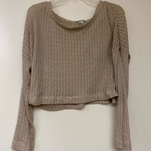 Forever 21 Large Tan Long Sleeve Crop Top